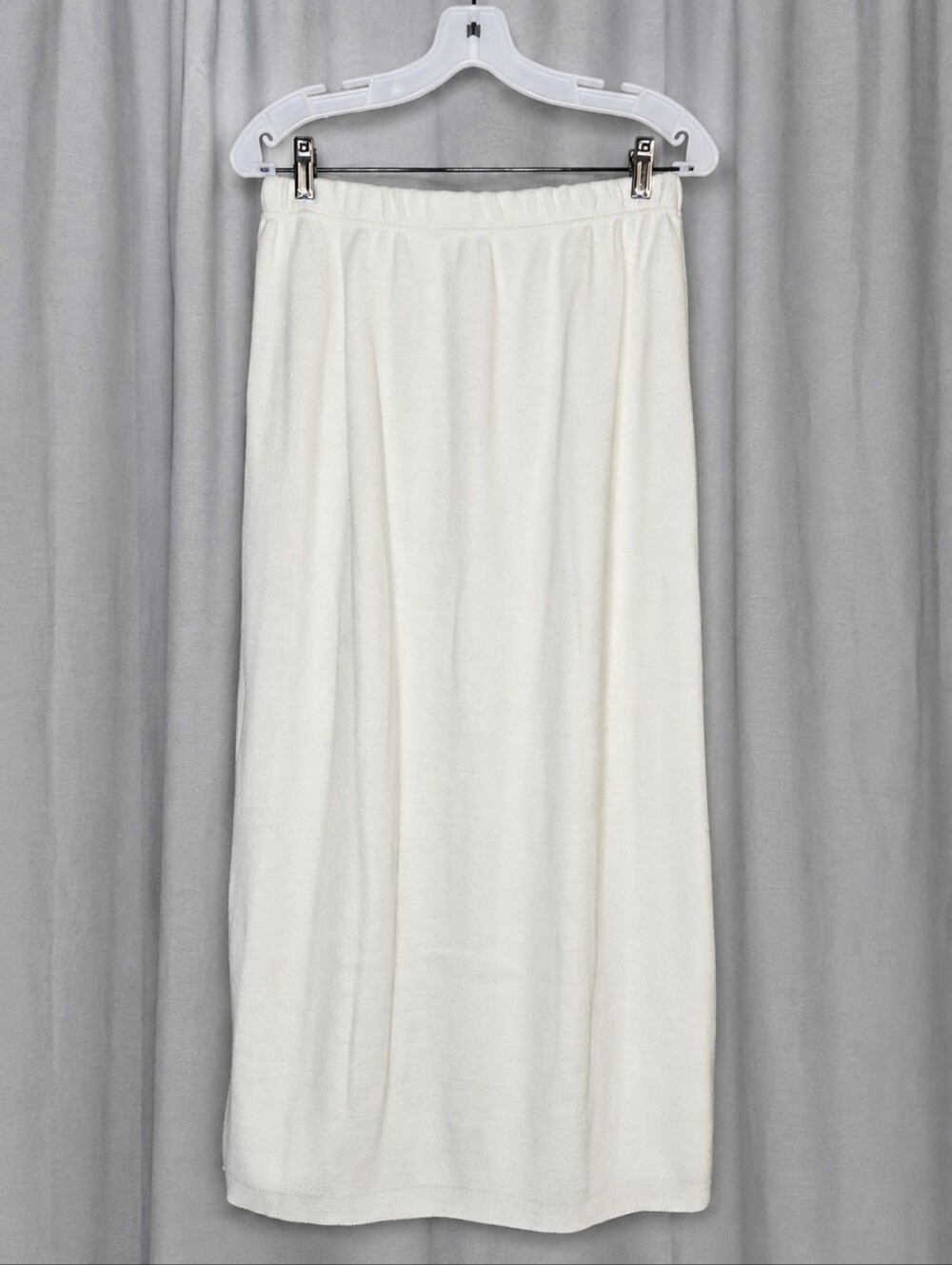 Karen Lessly Vintage Ivory Pull On Soft Knit Classic Timeless Midi Sweater Skirt